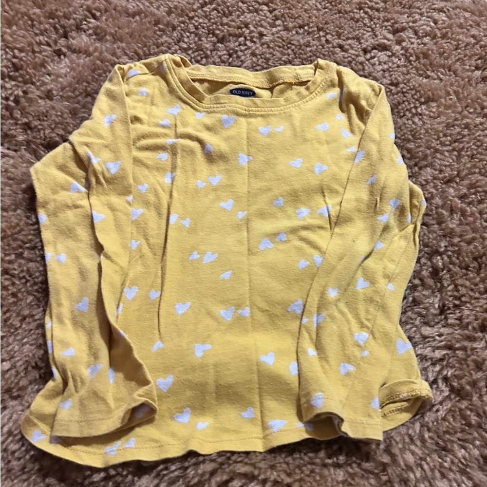 Yellow Heart Print Kids Shirt